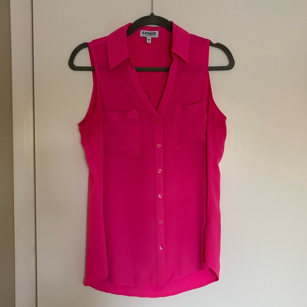 Express Bright Pink Sleeveless Blouse